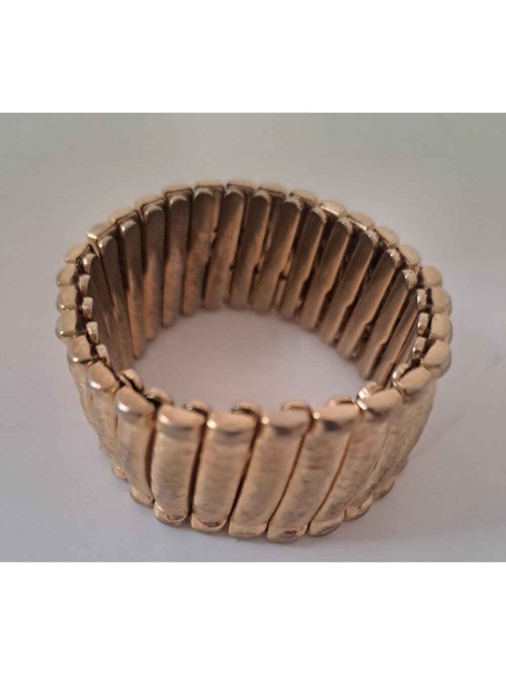 Vintage Ladies Monet 1950s Gold Tone Expansion Stretch  Wide Bracelet Textured